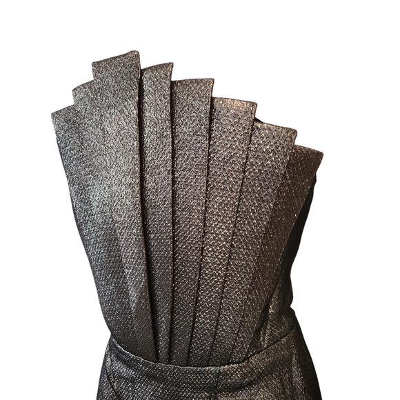 Rafael Cennamo Couture Strapless Iridescent Gray Bustier Dress S - Picture 4 of 11